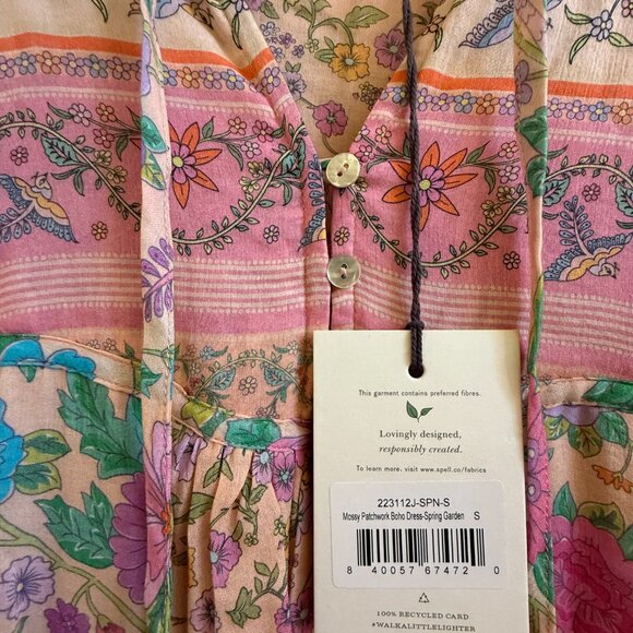 Spell Boho Mossy Patchwork Boho Dress Spring Garden NWT Size S - Picture 3 of 4